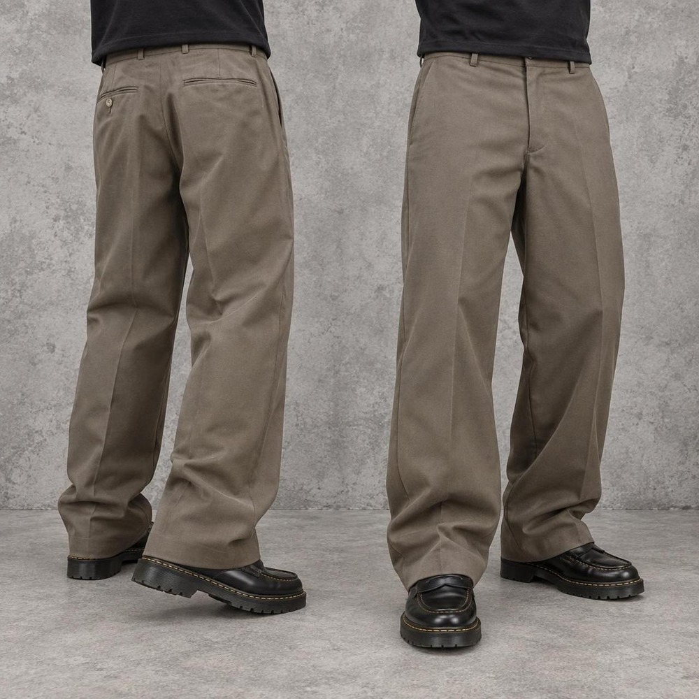 34x30 Brown Baggy Wide-Leg Pleated Dress Pants Y2K
